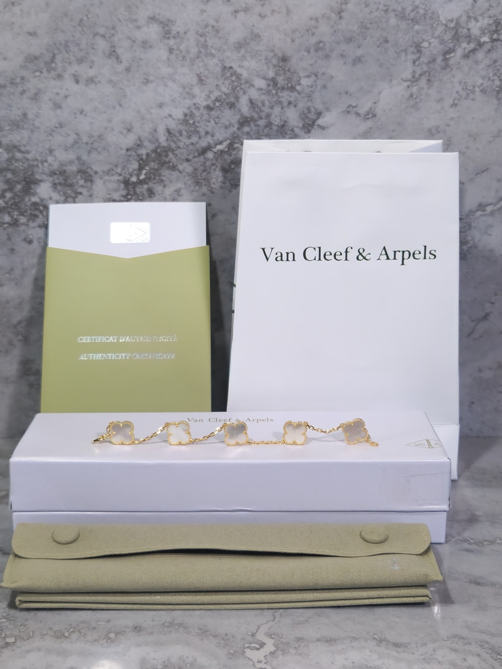 Van Cleef & Arpels Alhambra Mother-of-Pearl Bracelet - Gold Clovers✨️
